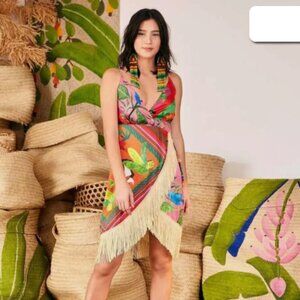 Farm Rio Tropical Fringe Wrap Dress